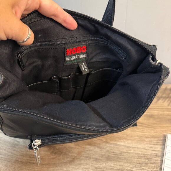 HOBO International Black Polished Leather Small Backpack 90s Y2K - Picture 10 of 10